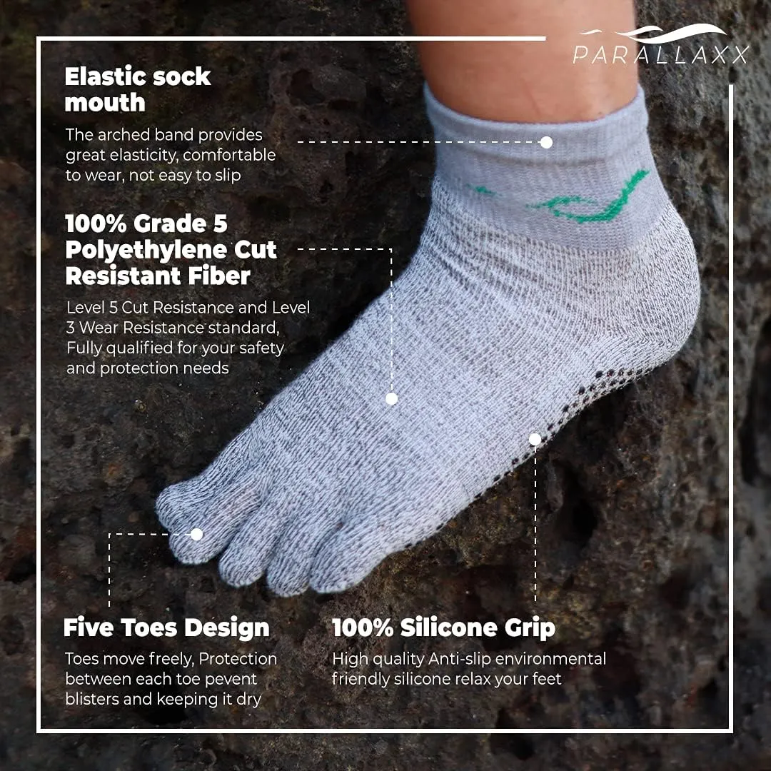 Parallaxx Barefoot Action Socks - Cut Resistant socks for foot protection, Toe Socks for Men and Women