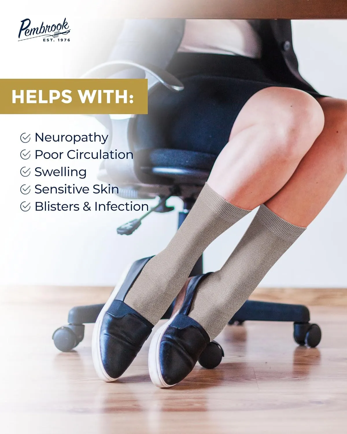 Pembrook Bamboo Viscose Dress Socks Women - 4 Pairs Crew Trouser Socks Women | Moisture Wicking Thin Socks Women