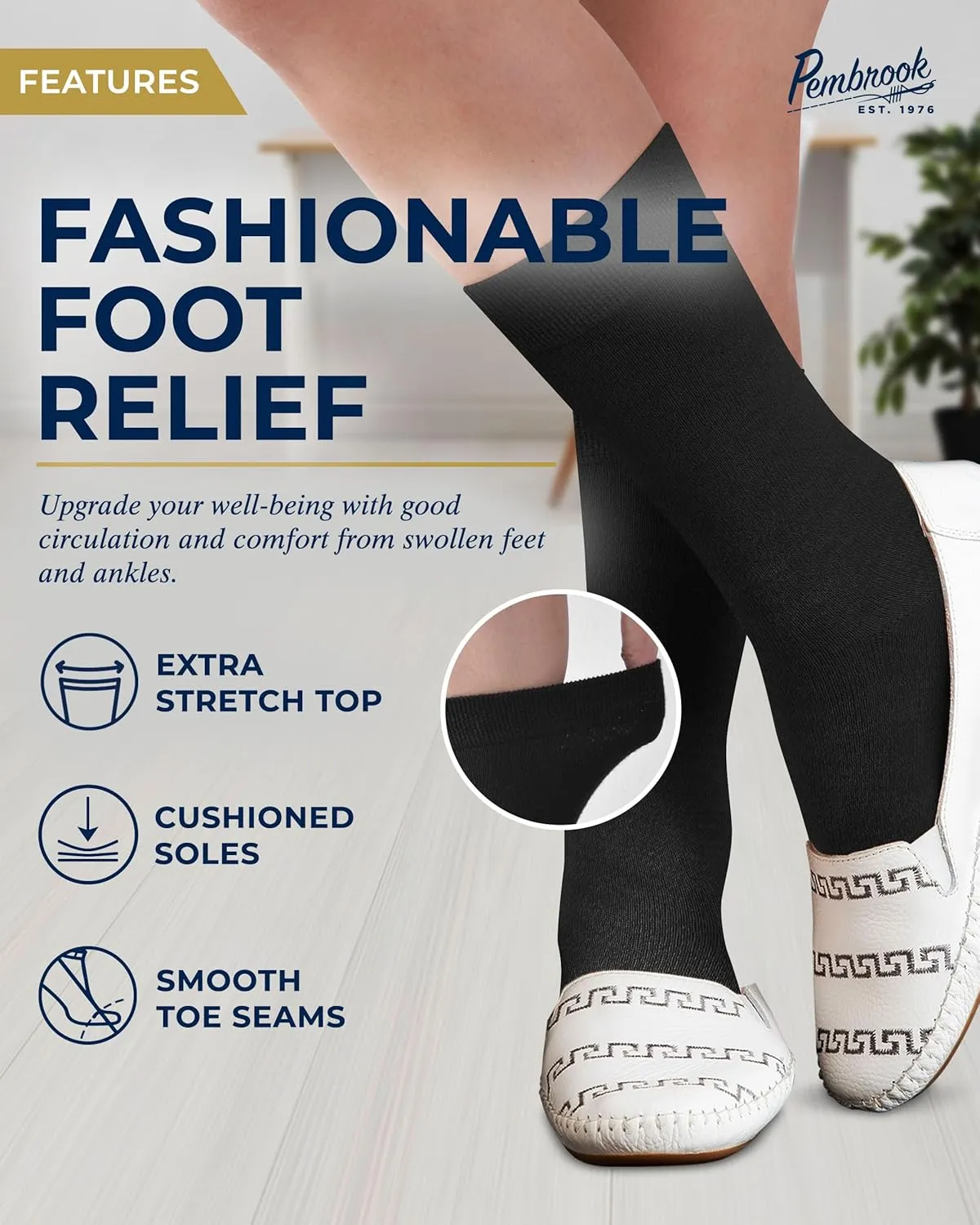 Pembrook Bamboo Viscose Dress Socks Women - 4 Pairs Crew Trouser Socks Women | Moisture Wicking Thin Socks Women