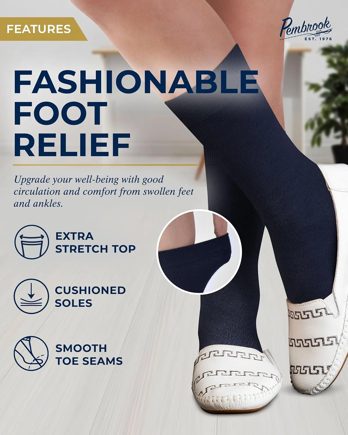 Pembrook Bamboo Viscose Dress Socks Women - 4 Pairs Crew Trouser Socks Women | Moisture Wicking Thin Socks Women