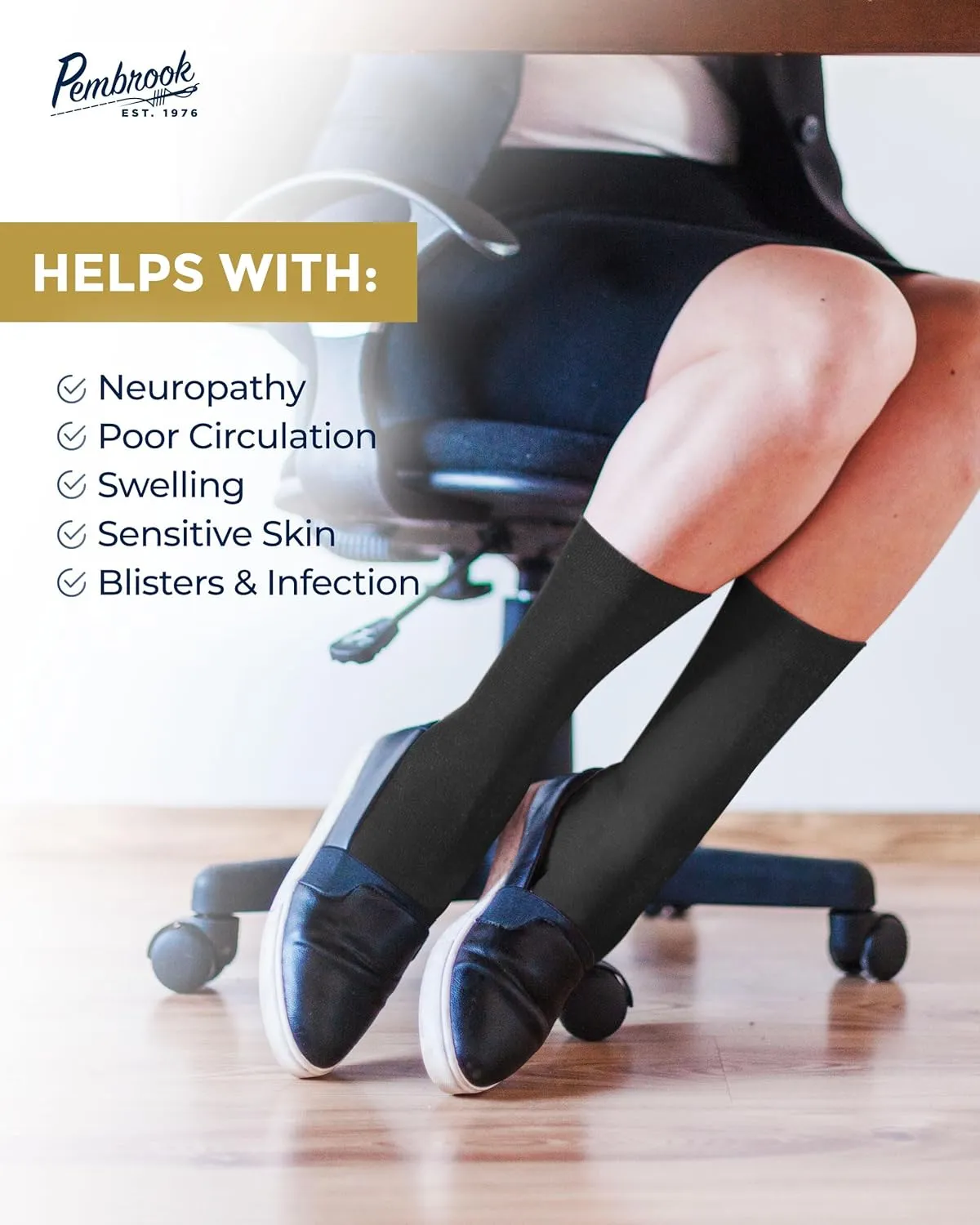 Pembrook Bamboo Viscose Dress Socks Women - 4 Pairs Crew Trouser Socks Women | Moisture Wicking Thin Socks Women