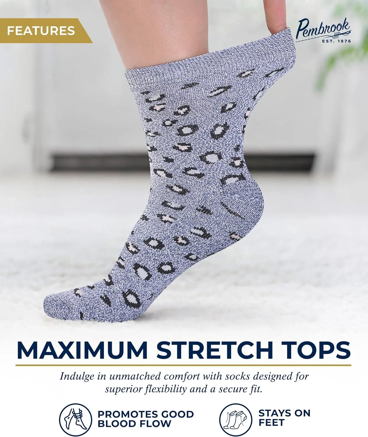 Pembrook Diabetic Socks for Women & Men - 4 Pairs Ankle Bamboo Viscose Socks Woman | Womens Diabetic Socks Size 9-11