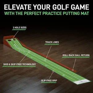 Perfect Practice Golf Putting Mat with Ball Return - Portable Practice Putting Green - Training Aid for Indoor, Outdoor Golf Practice at Home, Office, Backyard - Golfing Gifts for Men