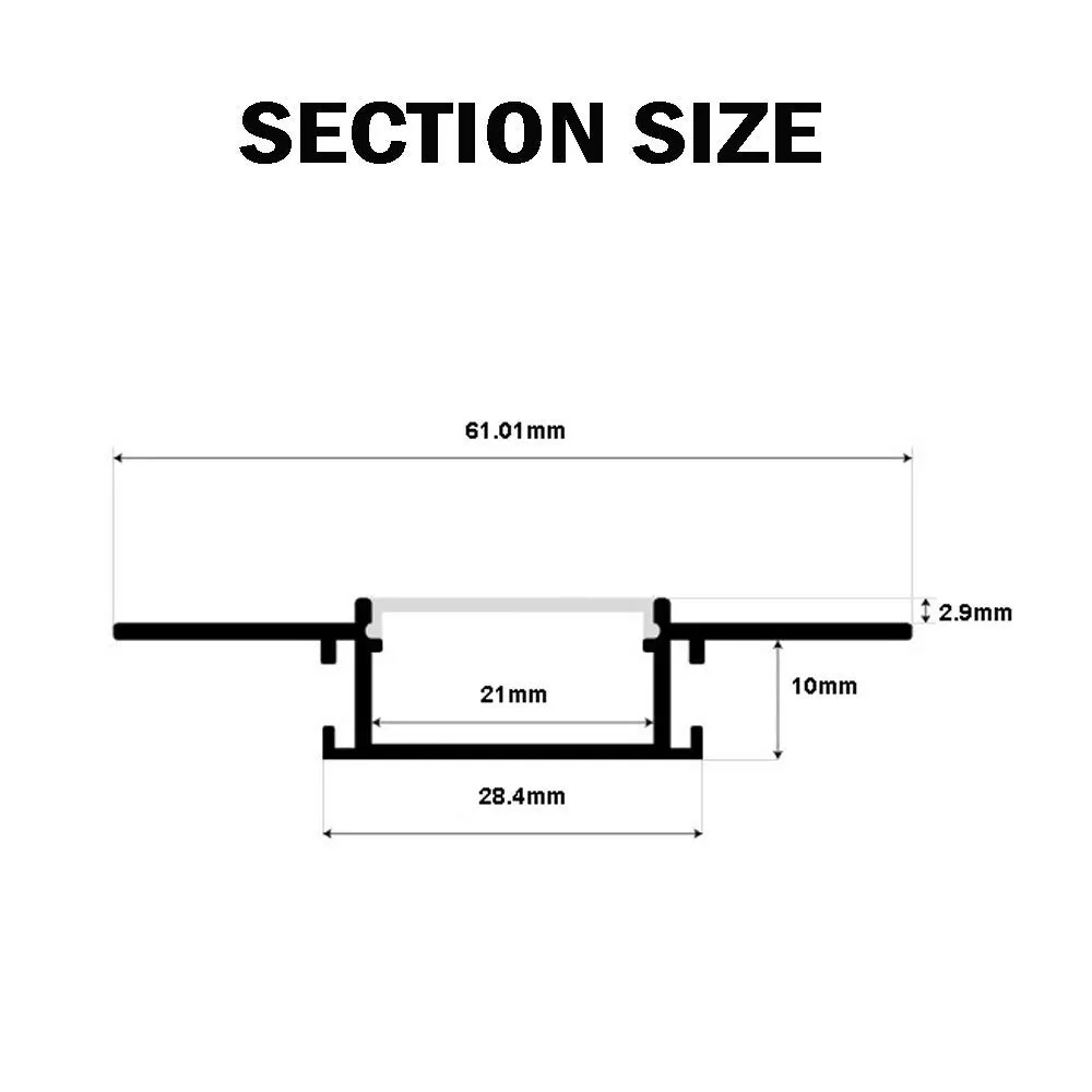 Plaster-in LED Aluminum Channel 6-Pack 3.3ft with Flange for LED Strip, Drywall Aluminum Profile with Clip-in Diffuser and End Caps