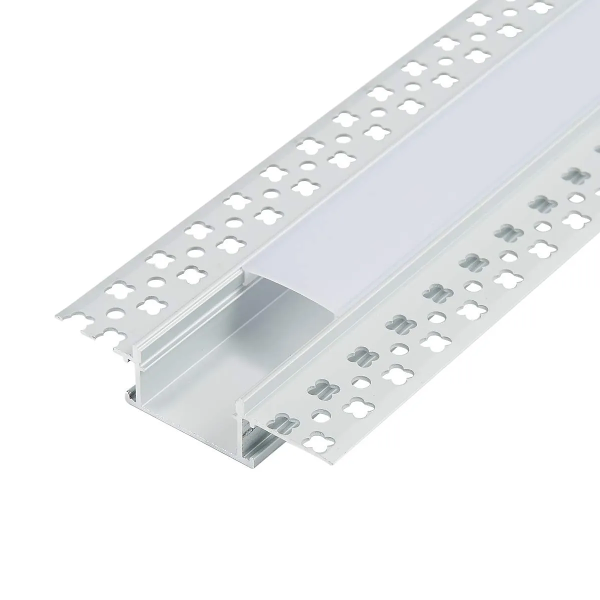 Plaster-in LED Aluminum Channel 6-Pack 3.3ft with Flange for LED Strip, Drywall Aluminum Profile with Clip-in Diffuser and End Caps