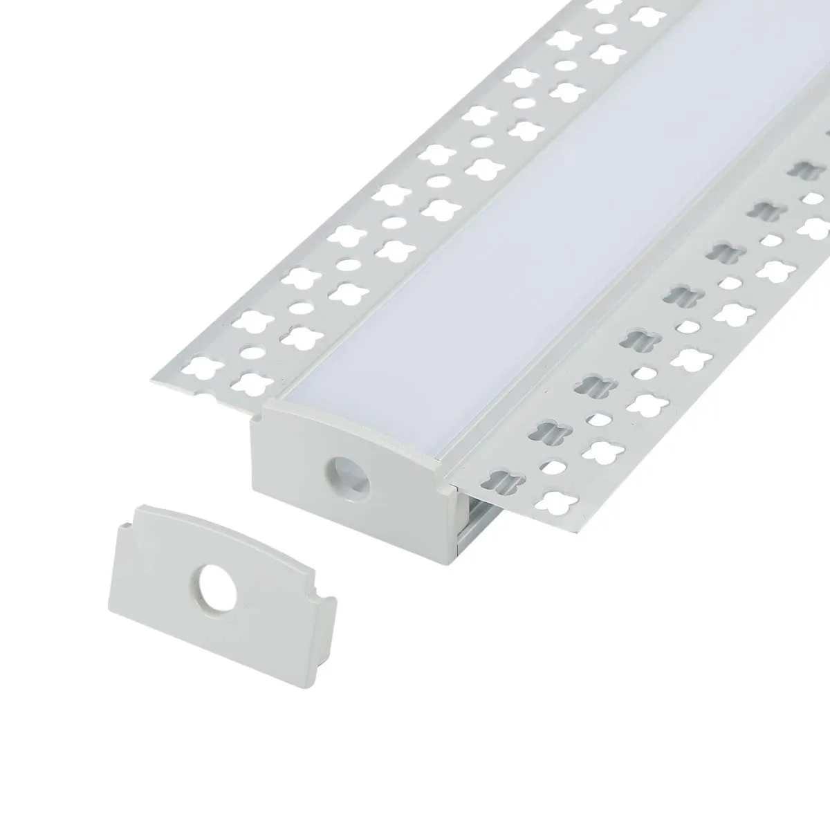 Plaster-in LED Aluminum Channel 6-Pack 3.3ft with Flange for LED Strip, Drywall Aluminum Profile with Clip-in Diffuser and End Caps