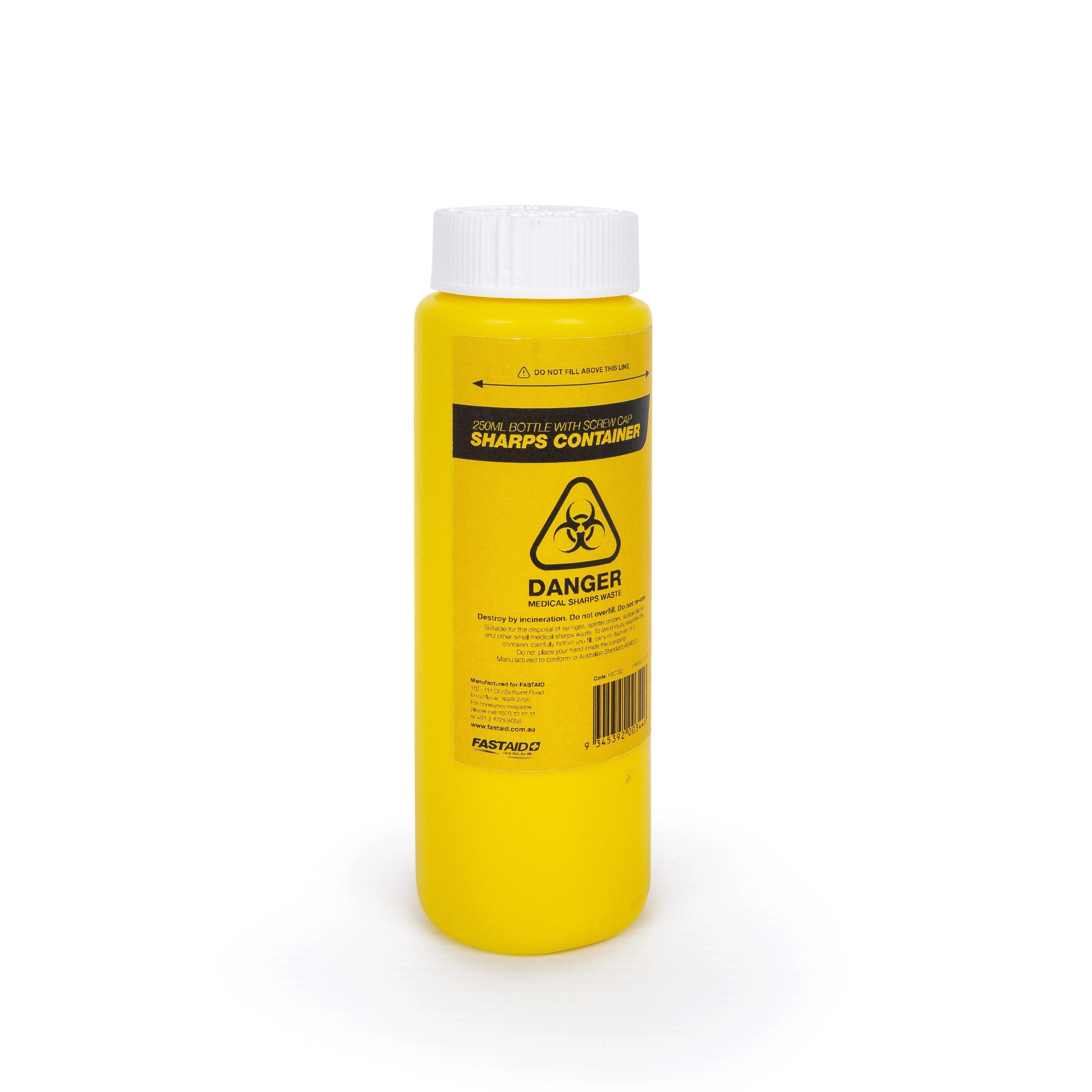 Plastic Sharps Container, 250ml