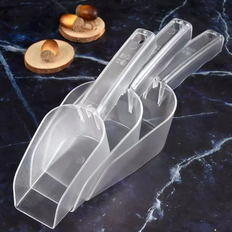 Plastic Transparent Ice Scoop Rice Spoon PC Material Ice Scraper Large Size for Supermarket and Bar