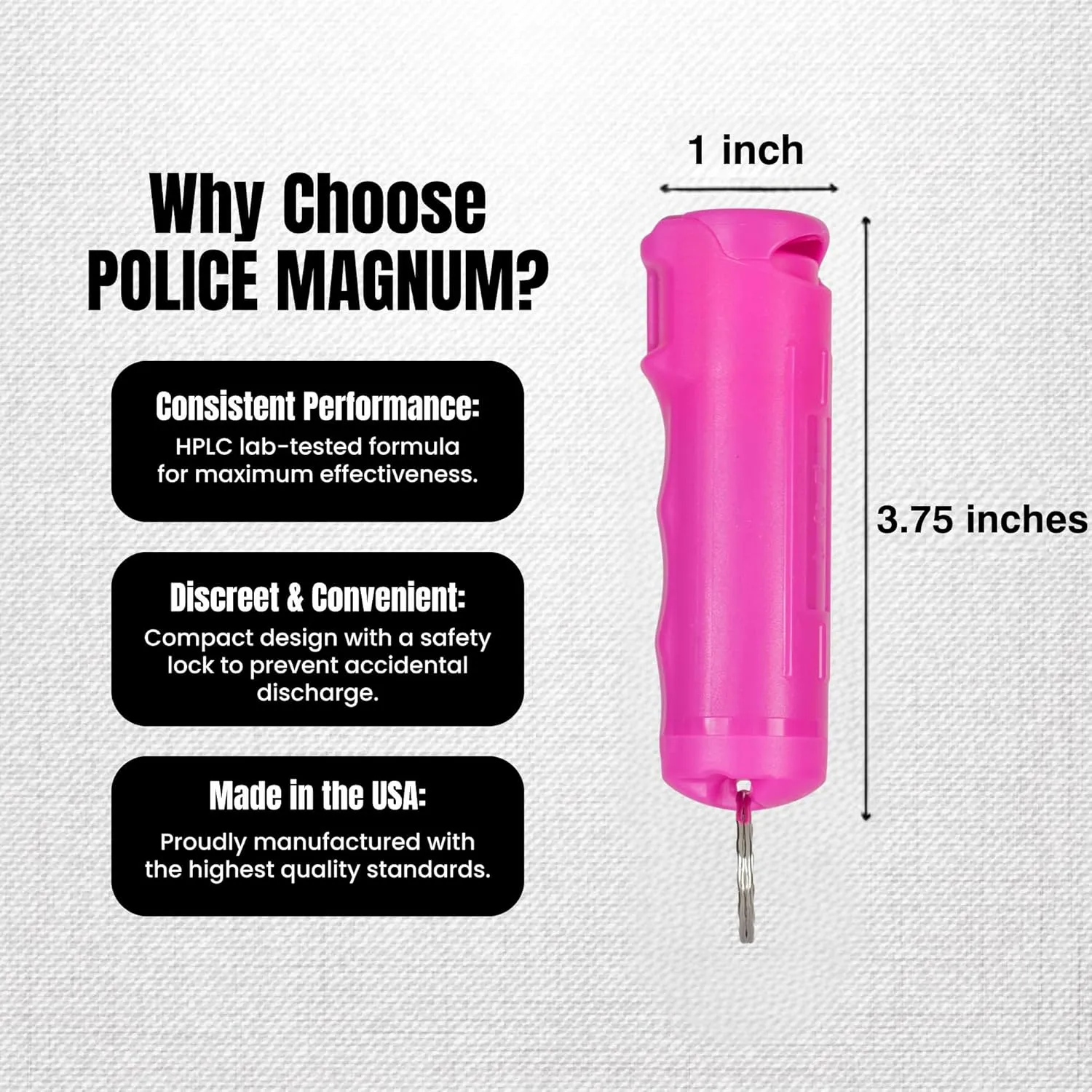 Police Magnum Keychain Pepper Spray Flip Top Safety 3 Pack 1/2oz- Maximum Heat Strength OC with Dye- Tactical Small Compact Case- for Women & Men's Self Defense- Made in The USA