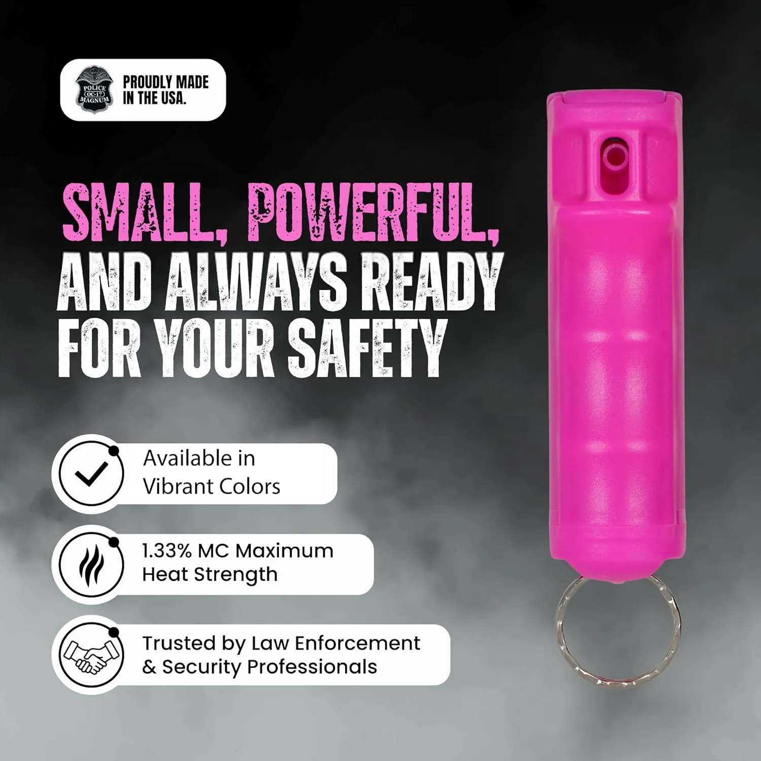 Police Magnum Keychain Pepper Spray Flip Top Safety 3 Pack 1/2oz- Maximum Heat Strength OC with Dye- Tactical Small Compact Case- for Women & Men's Self Defense- Made in The USA
