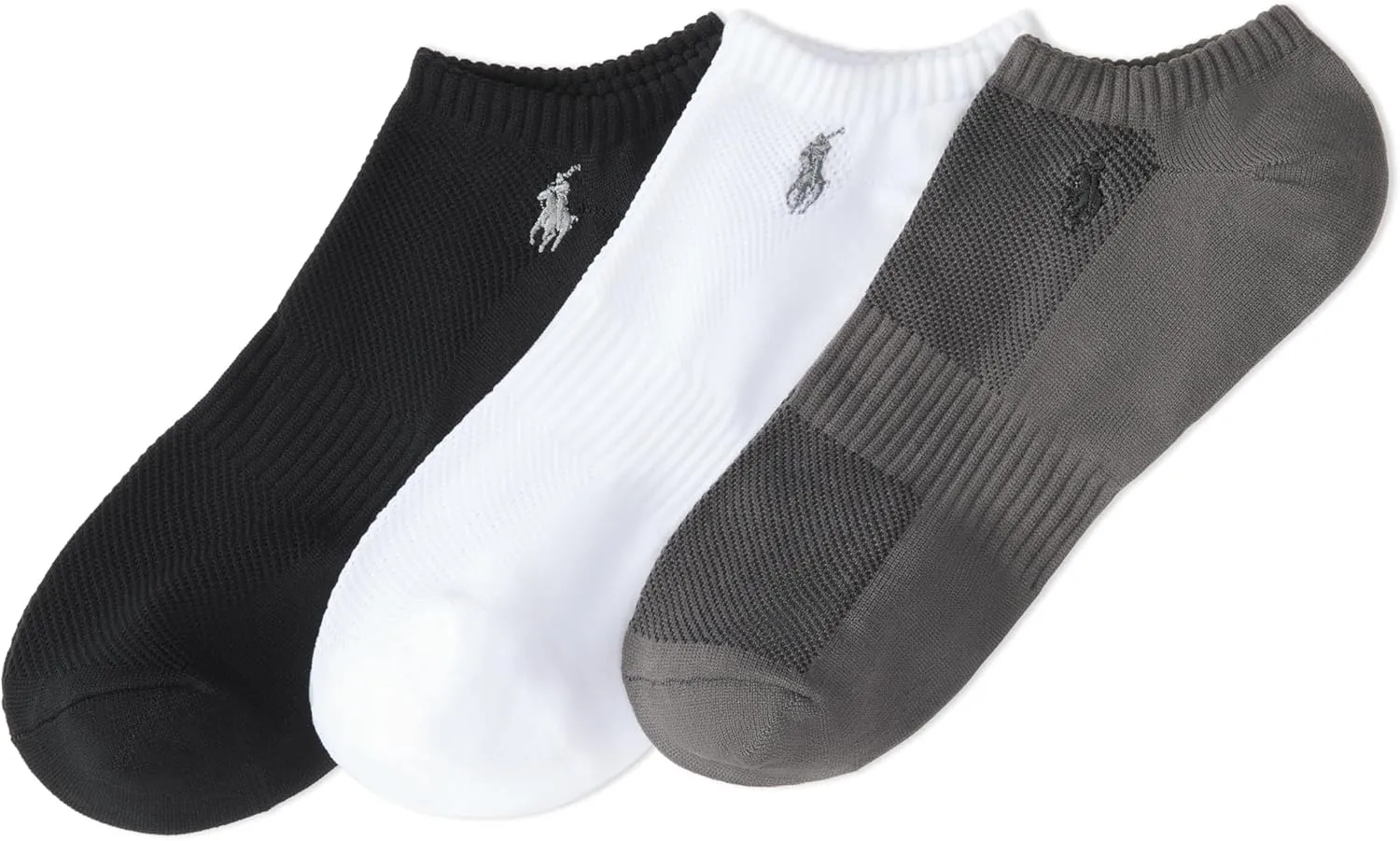 POLO RALPH LAUREN Men's Atheltic Performance Tech Low Cut Socks - 3 Pair Pack - Moisture Wicking Mesh