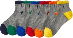POLO RALPH LAUREN mens Athletic Performance Cotton Ankle Socks - 6 Pair Pack - Moisture Wicking Mesh