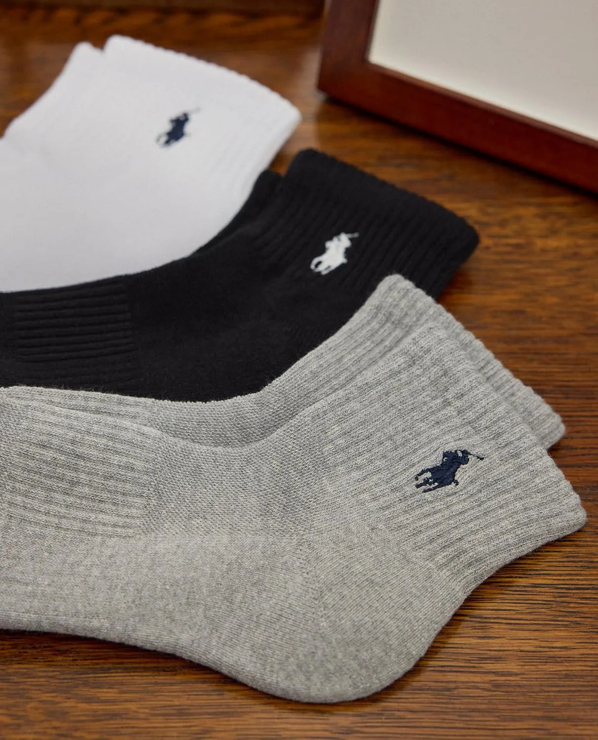 POLO RALPH LAUREN Men's Athletic Performance Cotton Ankle Socks-6 Pair Pack-Moisture Wicking Mesh