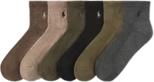 POLO RALPH LAUREN Men's Athletic Performance Cotton Ankle Socks-6 Pair Pack-Moisture Wicking Mesh