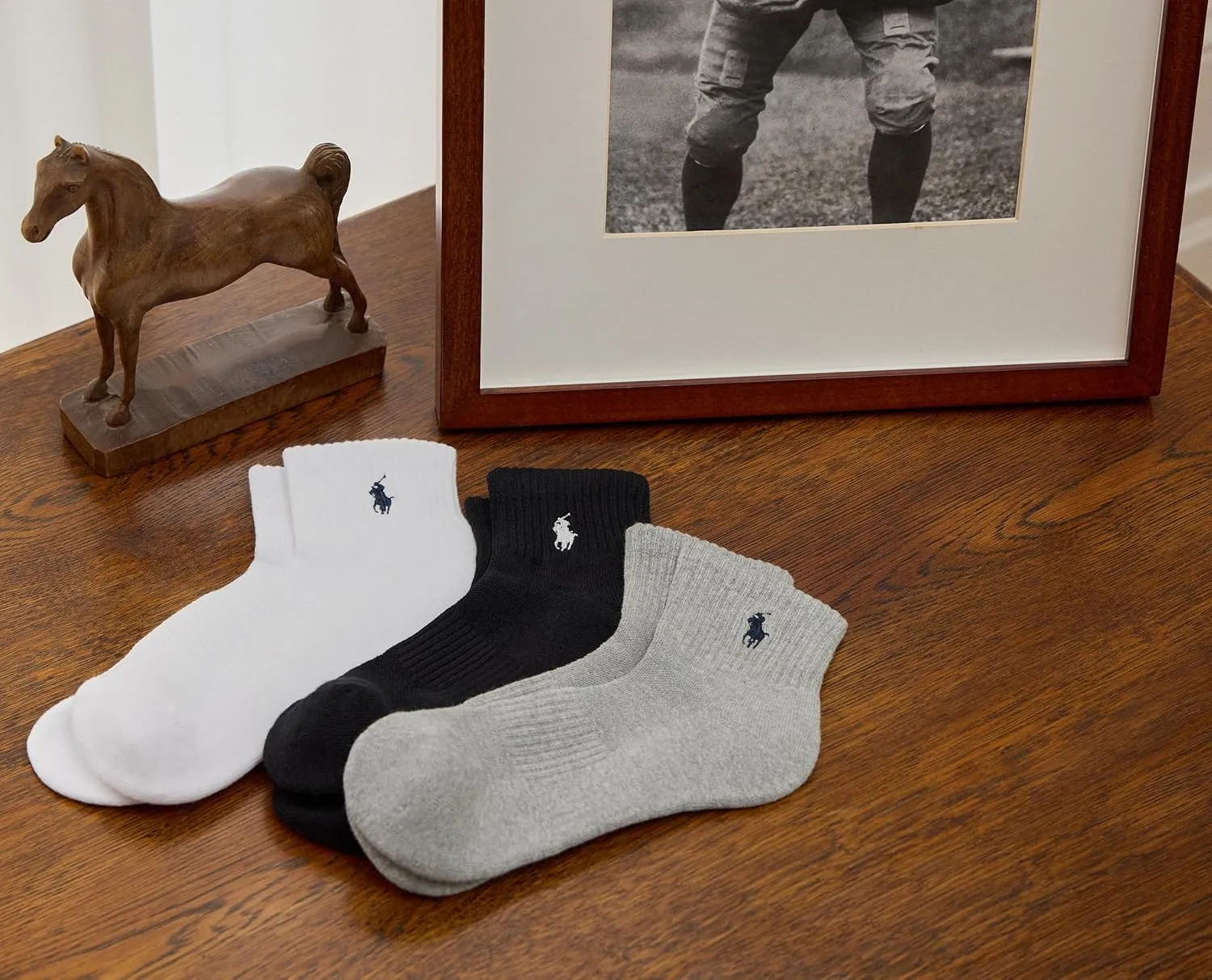 POLO RALPH LAUREN mens Athletic Performance Cotton Ankle Socks - 6 Pair Pack - Moisture Wicking Mesh
