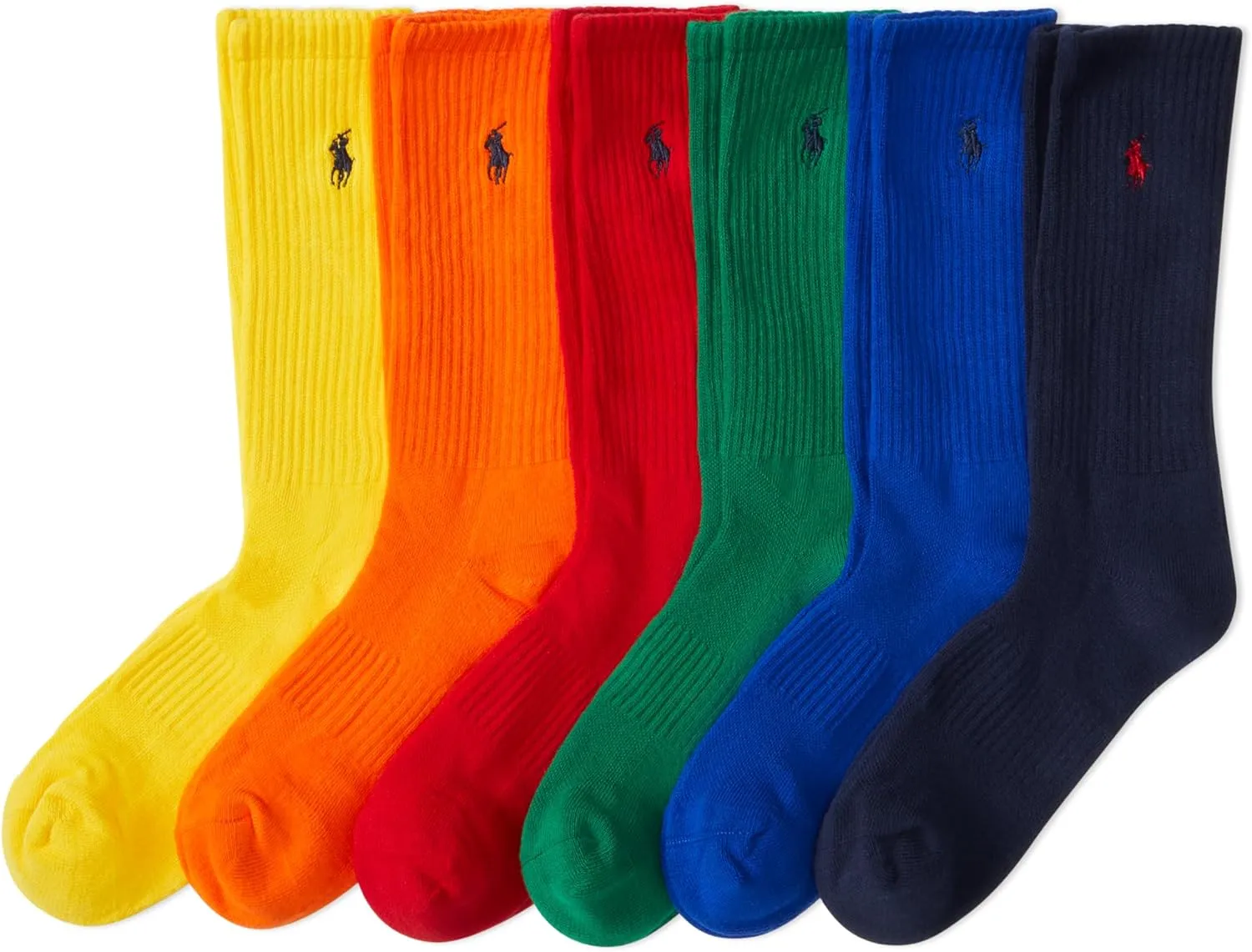 POLO RALPH LAUREN Men's Athletic Performance Cotton Crew Socks - 6 Pair Pack - Moisture Wicking Mesh