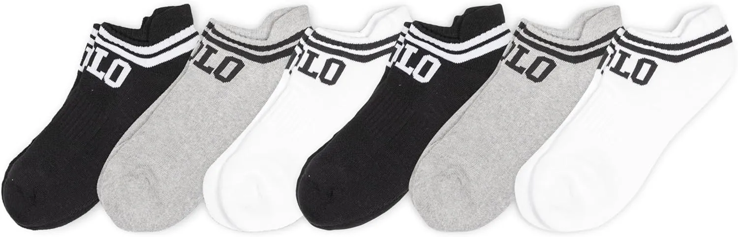 POLO RALPH LAUREN Men's Athletic Performance Cotton Low Cut Socks-6 Pair Pack-Moisture Wicking Mesh