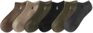 POLO RALPH LAUREN mens Athletic Performance Cotton Low Cut Socks - 6 Pair Pack - Moisture Wicking Mesh