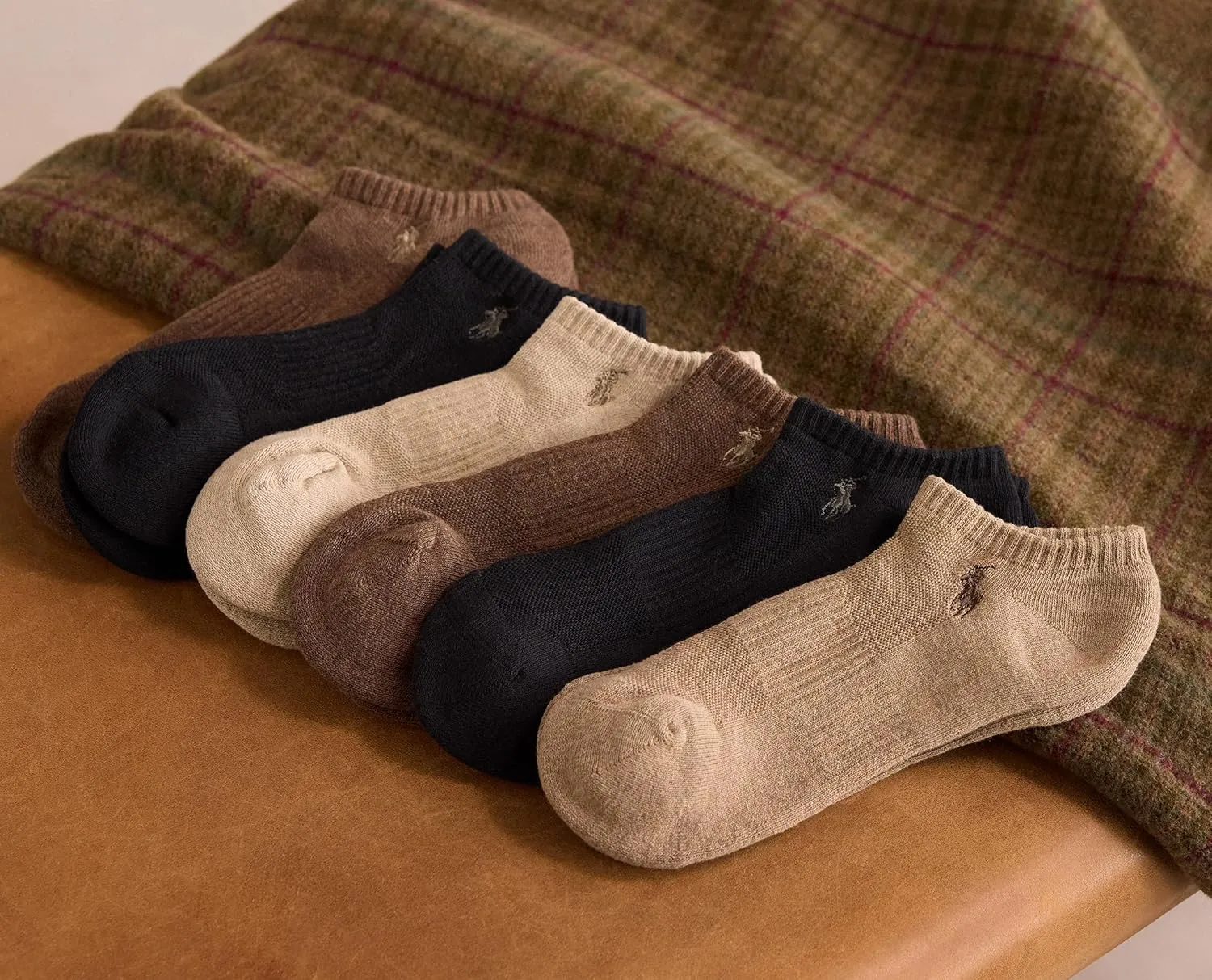 POLO RALPH LAUREN Men's Athletic Performance Cotton Low Cut Socks-6 Pair Pack-Moisture Wicking Mesh