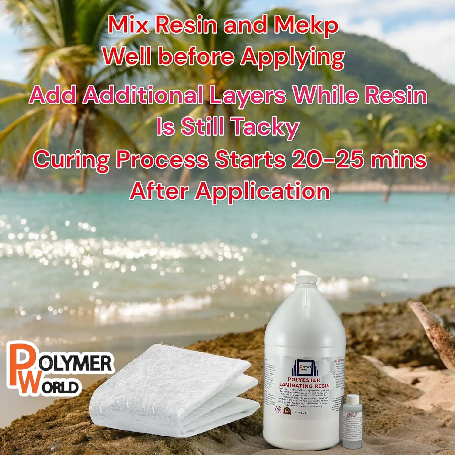 Polymer World- Polyester Resin 1-10 Gallon Kit with MEKP for Boats, Cars, Surfboard, RV, Pools,Canoes, Jetskis, Watercrafts (1, 1 Gallon)
