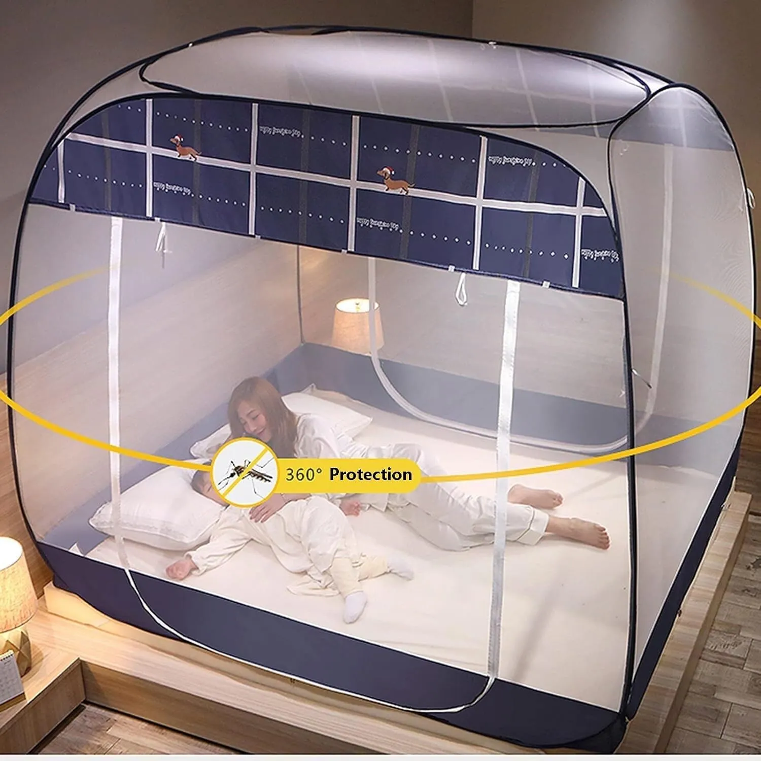 Pop-Up Mosquito Net Portable Camping Mosquito Net, Double Bed, Foldable Travel Mosquito Net Tent(4,1.2 * 2m)