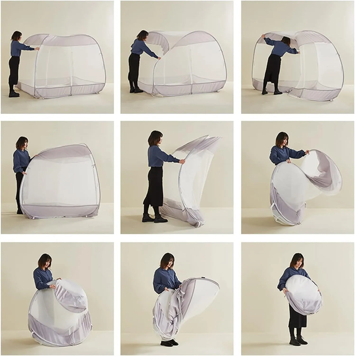 Pop-Up Mosquito Net Portable Camping Mosquito Net, Double Bed, Foldable Travel Mosquito Net Tent(4,1.2 * 2m)