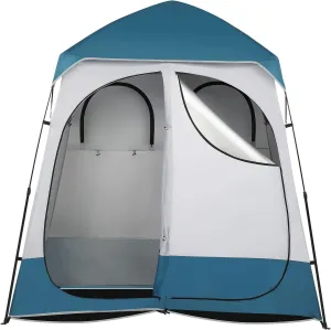 Pop Up Privacy Shower Tent, Portable Double Outdoor Camping Shower Shelter, Changing Room Instant Tent with 2 Rooms