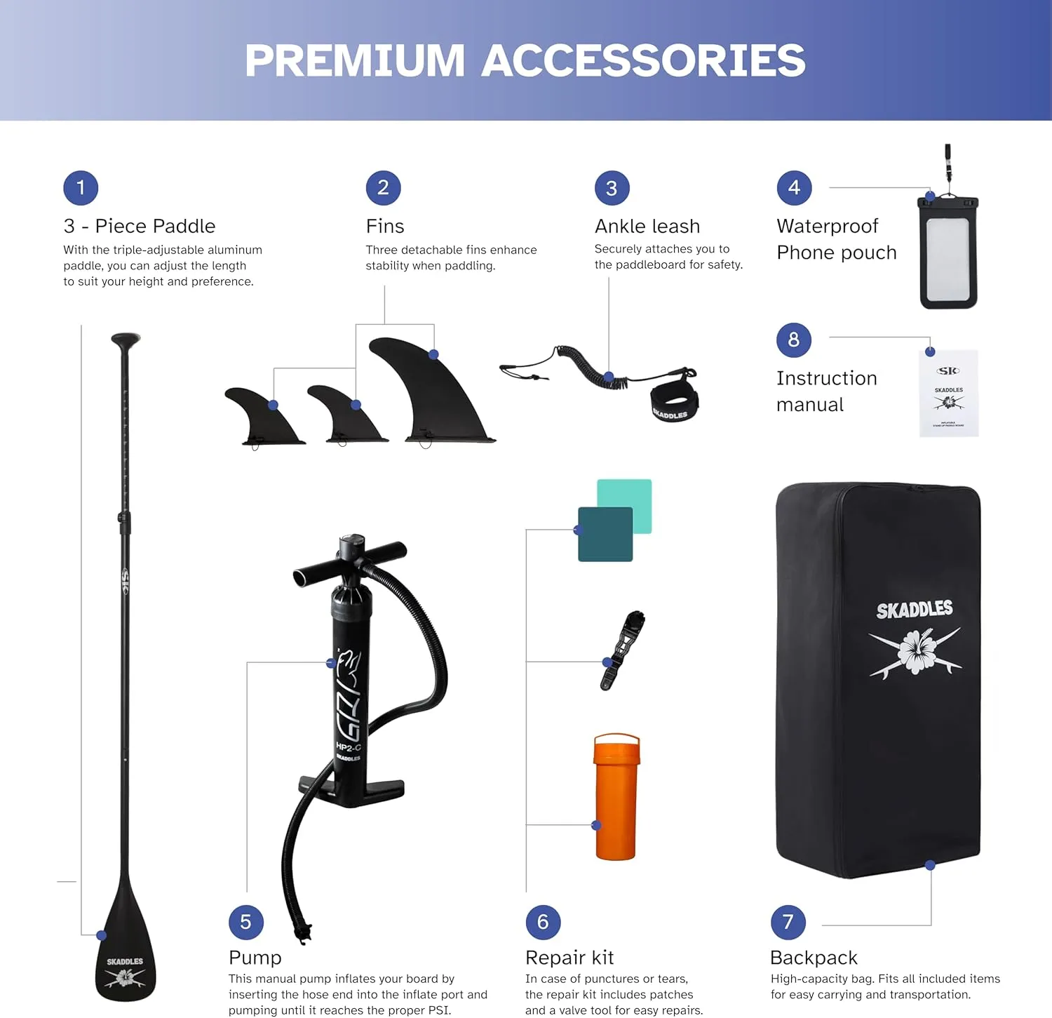 Portable Inflatable Stand Up Paddle Board (SUP) for Adults and Youth with Non-Slip Deck – Complete Accessories Kit, Perfect for Fishing, Yoga, Fitness & Family Fun