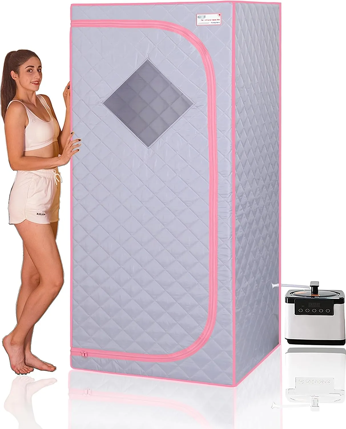 Portable Steam Sauna, Personal Sauna Box, Full Size Home Sauna Tent, Thickened double-layer insulation Oxford , 2.2L Steamer, Remote Control, Folding Chair/200 lbs, 8 Levels, 2.5’ x 2.5’ x 5.6’