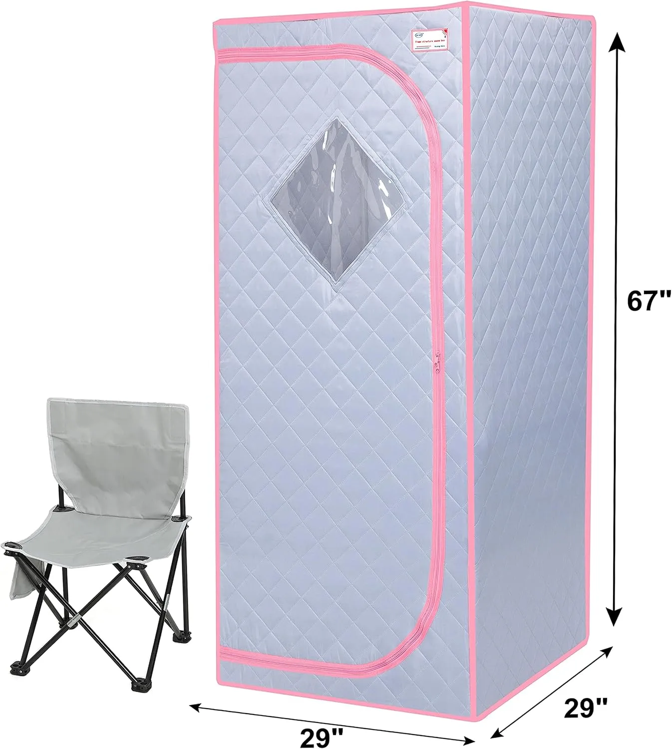 Portable Steam Sauna, Personal Sauna Box, Full Size Home Sauna Tent, Thickened double-layer insulation Oxford , 2.2L Steamer, Remote Control, Folding Chair/200 lbs, 8 Levels, 2.5’ x 2.5’ x 5.6’