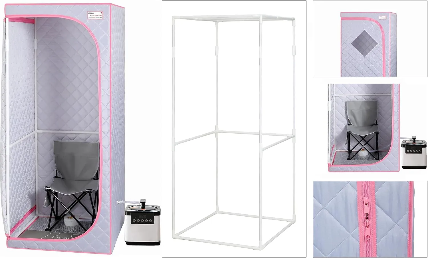 Portable Steam Sauna, Personal Sauna Box, Full Size Home Sauna Tent, Thickened double-layer insulation Oxford , 2.2L Steamer, Remote Control, Folding Chair/200 lbs, 8 Levels, 2.5’ x 2.5’ x 5.6’