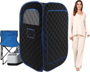 Portable Steam Sauna with Remote Control and Folding Chair, Home Use Sauna Tent with 3L Steamer, Black
