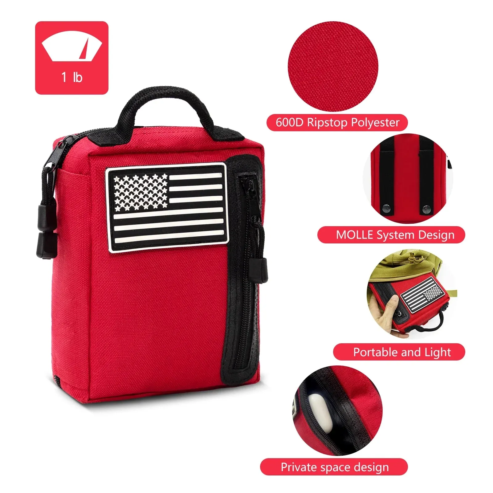 Premium First Aid Kit | Compact Emergency Medical Kit for Home, Car & Outdoors | 6.5" x 5" Travel-Ready Design
