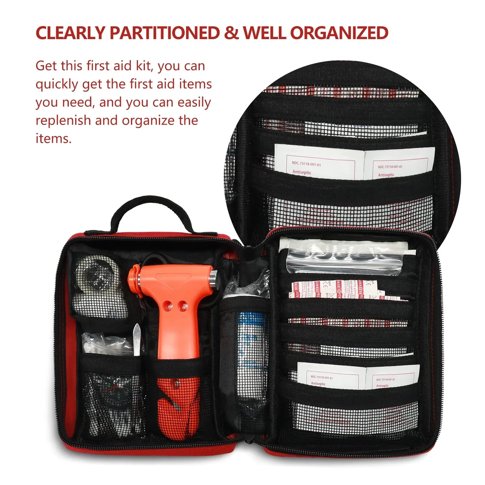 Premium First Aid Kit | Compact Emergency Medical Kit for Home, Car & Outdoors | 6.5" x 5" Travel-Ready Design