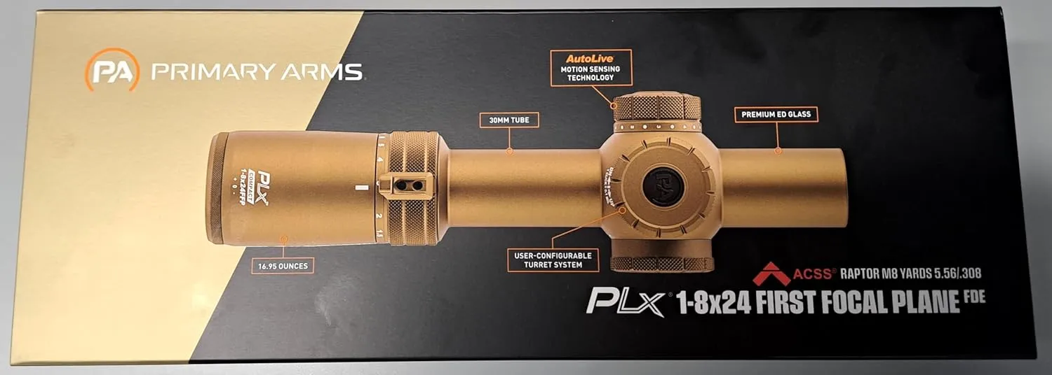 Primary Arms Compact PLx-1-8X24mm FFP Rifle Scopes - Multiple Illuminated Reticles