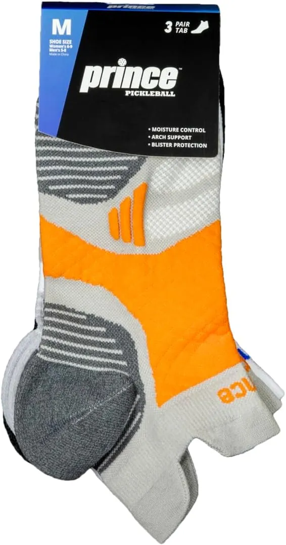 Prince Durable Comfortable Athletic Low Cut Compression Ankle Socks for Pickleball Running Walking Cycling Men Women 3 Pack