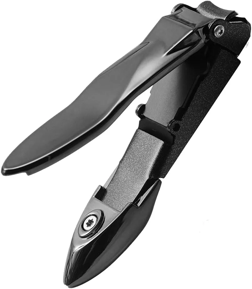 Professional Nail Clippers, Black, Heavy Duty Stainless Steel Toe Nail Clippers with Catcher (Black)