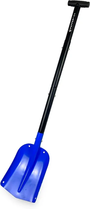 PUFFERFISH Really Big Sand Shovel - Lightweight Collapsible 4 Piece Aluminum Shovel for Beach - Customizable to 3 Different Lengths - Ideal for Sand Castles