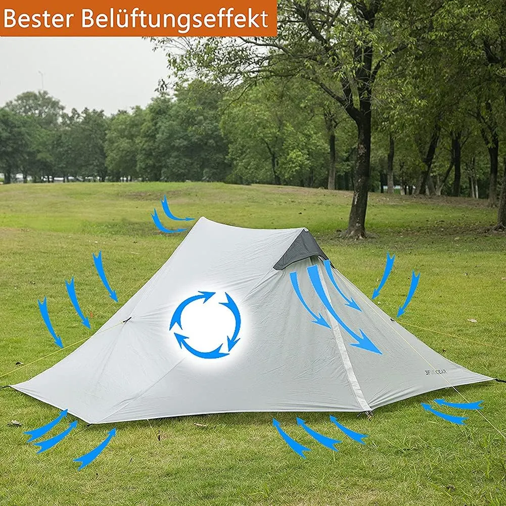 Pyramid Tent Ultralight Outdoor Camping Tent, 1 Person / 2 Person Backpack Waterproof Double Layer Tent Ideal for Camping, Backpacking and Hiking