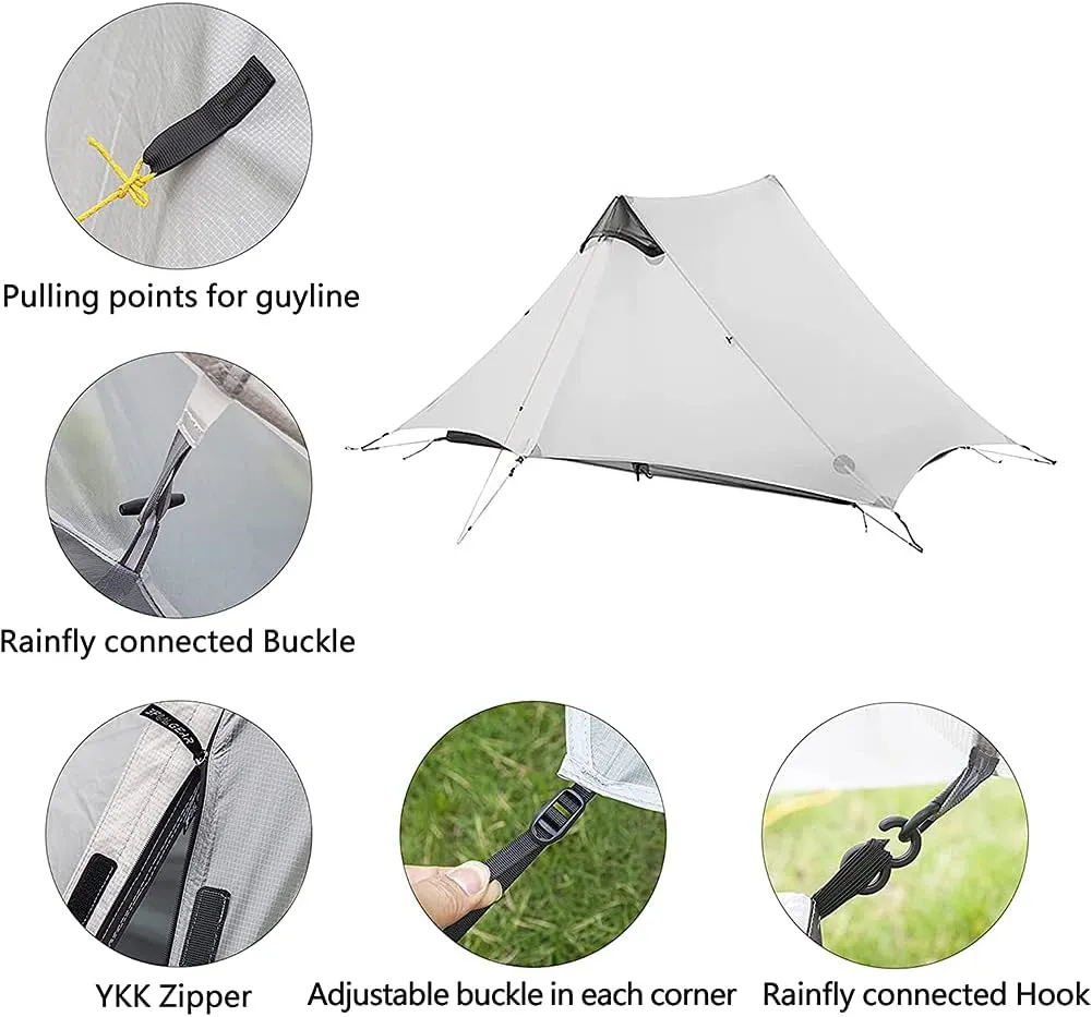 Pyramid Tent Ultralight Outdoor Camping Tent, 1 Person / 2 Person Backpack Waterproof Double Layer Tent Ideal for Camping, Backpacking and Hiking