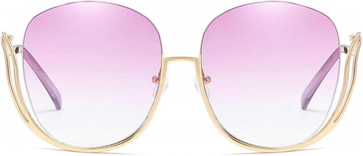 Quality Lady Half- Frame Sunglasses for Women Ocean Gradient Lens Oversize Sunglasses Uv400
