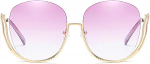 Quality Lady Half- Frame Sunglasses for Women Ocean Gradient Lens Oversize Sunglasses Uv400