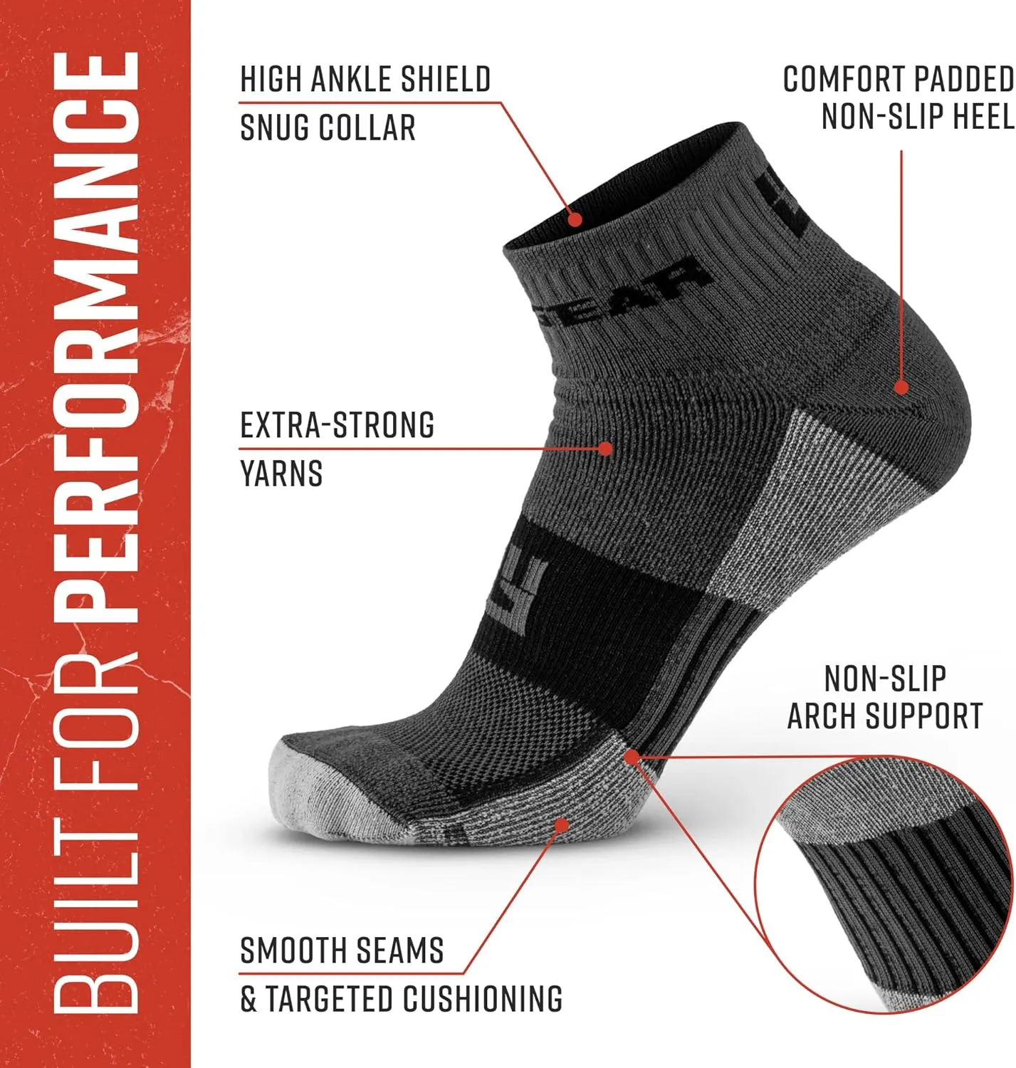 Quarter Crew Trail Socks, Blister-Resistant, Sweat-Resistant & Quick-Drying, Cushioned Footbed, Made in USA, 2-Pack