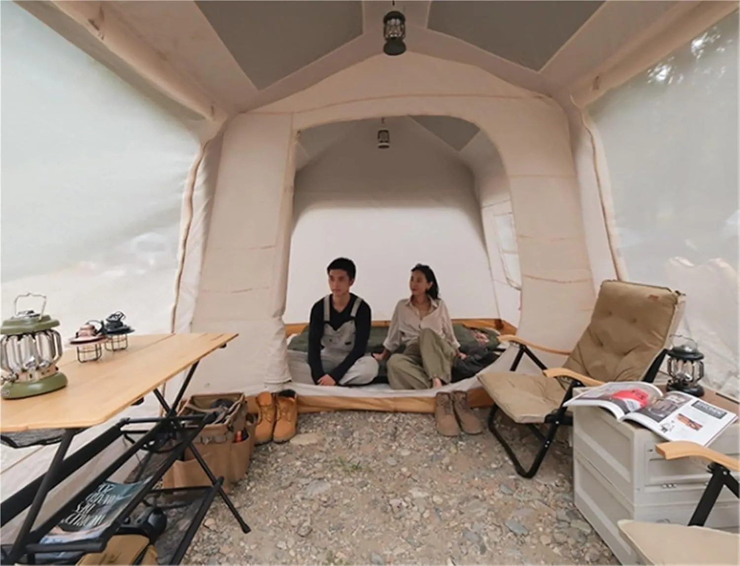 Quick-Open Tunnel Tent Outdoor Camping Overnight Equipment One Bedroom One Living Room Tent