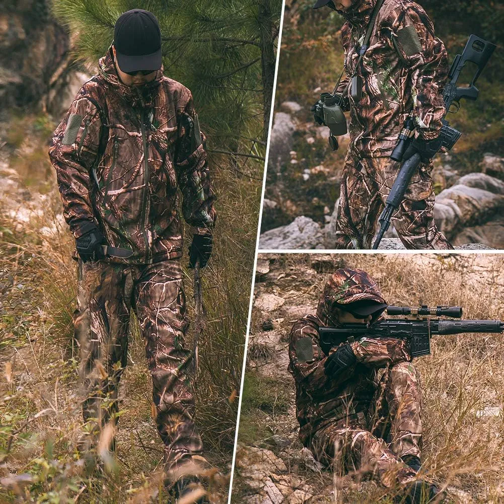 Quiet Hunting Clothes Suit Clothing Gear Camouflage Hoodie Jacket Pants