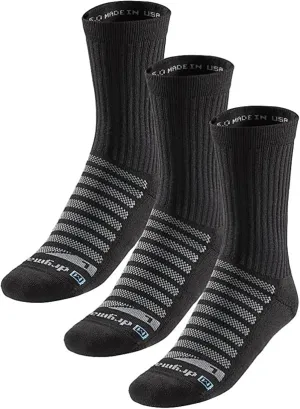 R-Gear Drymax Crew Running Socks For Men and Women, Light Cushion | Breathable, Moisture Control & Anti Blister | L, Black, 3 Pack