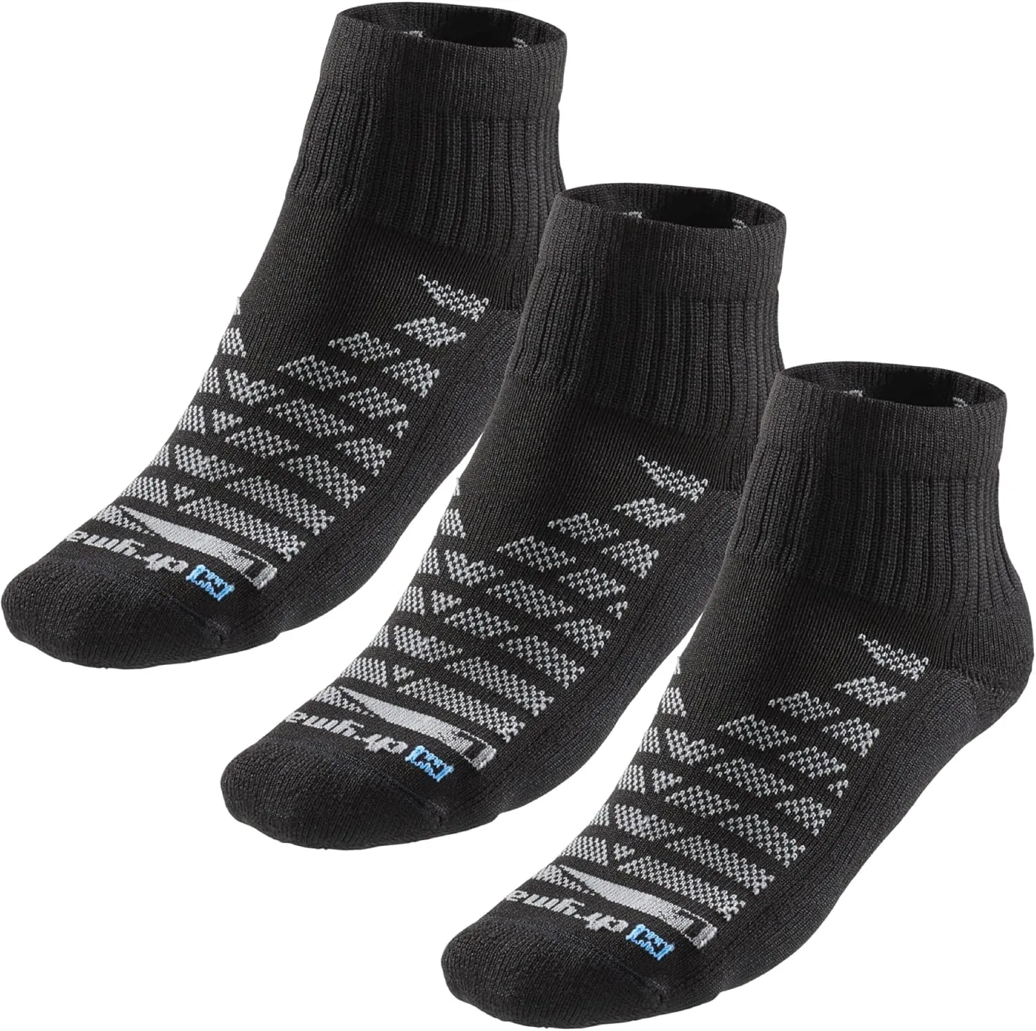R-Gear Drymax Quarter Running Socks For Men and Women, Medium Cushion | Breathable, Moisture Control & Anti Blister | L, Black, 3 Pack