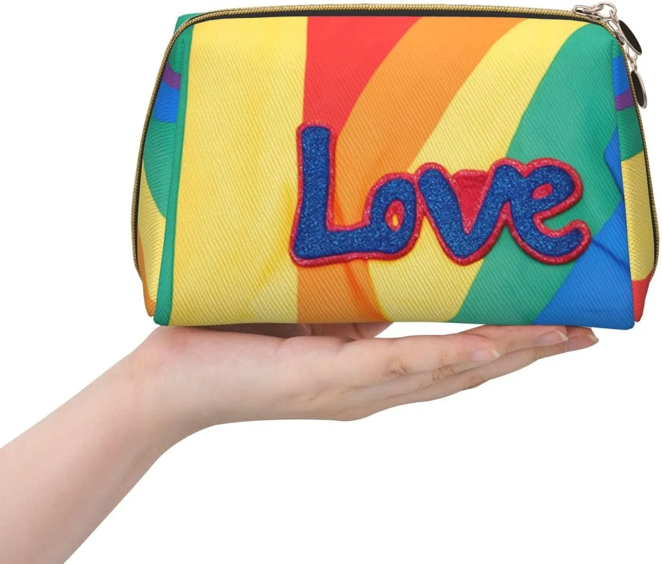 Rainbow Stripes Toiletry Pouch, Travel-Friendly Makeup Organizer For Makeup Brushes, Lipsticks