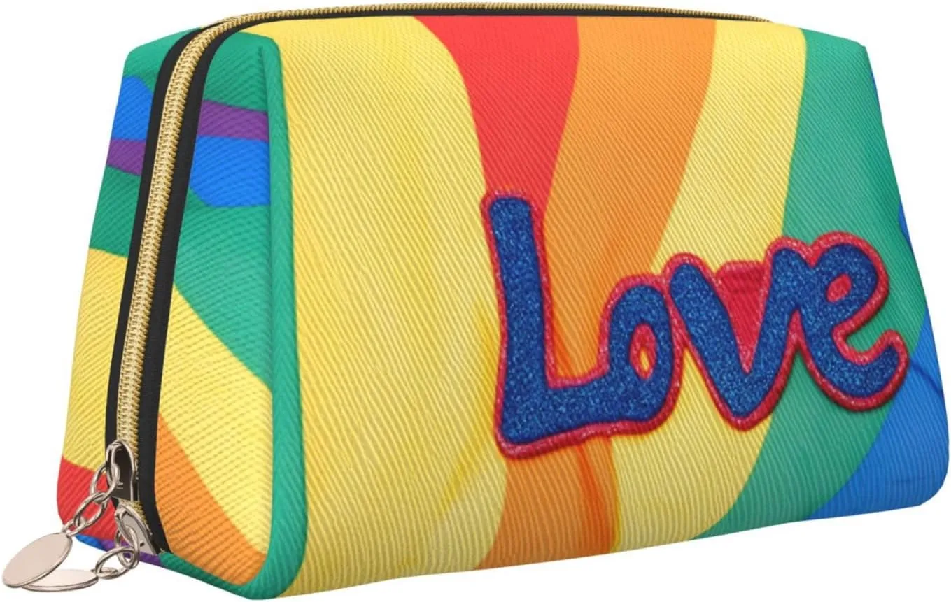 Rainbow Stripes Toiletry Pouch, Travel-Friendly Makeup Organizer For Makeup Brushes, Lipsticks