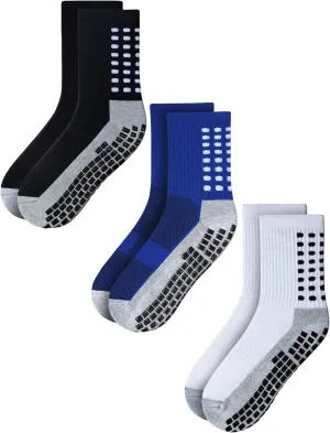 RATIVE Anti Slip Non Skid Ankle and Crew Socks with Grippers for Men Women